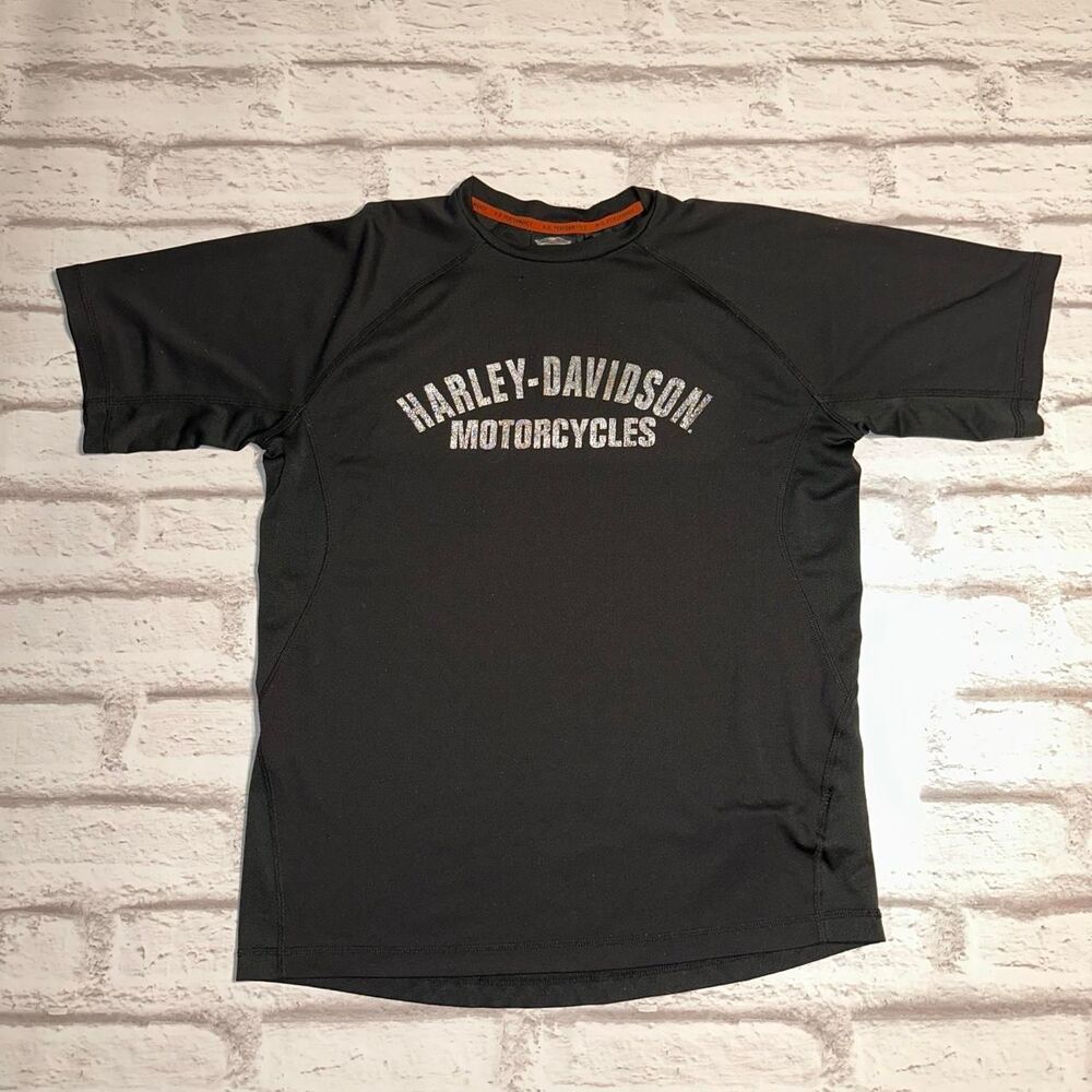 Harley-davidson Men's Black and Grey T-shirt